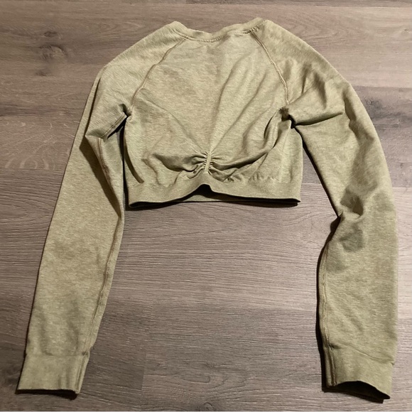 Gymshark adapt marl seamless cropped top in moss grey, S - Picture 4 of 5